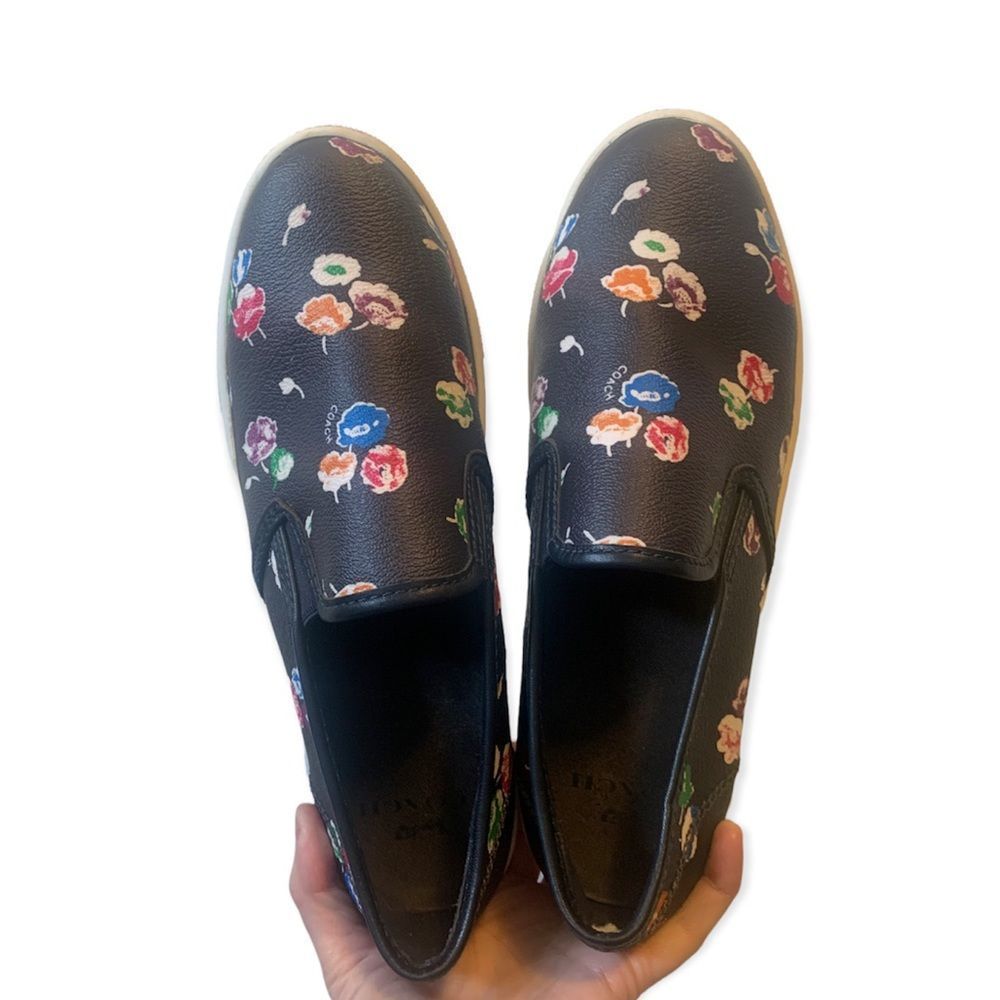 Coach Parkside Floral Dark Navy Slip On Sneaker Womans Size 7.5